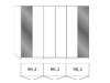 Musterring San Diego Drehtürenschrank - Korpus Kieselgrau - Höhe 236 cm - 6 türig - Glas weiß, außen Glas Kieselgrau - mit Passepartoutrahmen - 391-687+925