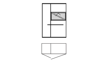 Musterring Aterno Highboard - Korpus und Front Lack weiß matt - breite Tür rechts - Akzent Eiche Struktur - 7250