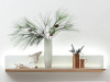 Decker Ramos Wandboard mit Rückwand Farbglas - Breite 160 cm - Rückwand Farbglas weiß satiniert - Ablageboden Asteiche massiv geölt  - 154882