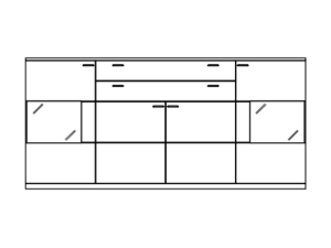 Musterring Kanto Highboard - Tiefe 48,7 cm - Korpus/Front Kernbuche - Rückwände Holzausführung - mit kompletter Beleuchtung und Trafo - 43008+90490