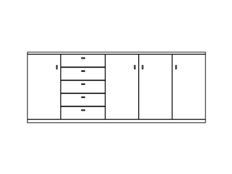 Musterring Kiana Sideboard - Breite 240 cm - Tiefe 48,7 cm - Korpus/Front Kernbuche - 66180