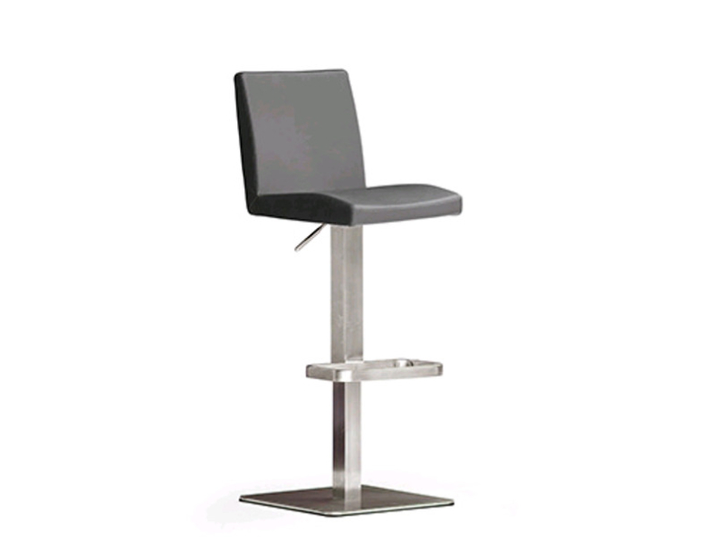 MCA Furniture Lopes 3 Barstuhl Barhocker Bodenplatte eckig Edelstahl gebürstet - Bezug Kunstleder grau - LOEE10GX