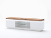 MCA Furniture Lowboard Romina - Korpus Lack weiß matt, Abdeckplatte in Asteiche massiv - 48990MW5