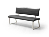 MCA Furniture Pescara Sitzbank I mit Rückenlehne und Griffleiste in Lederoptik - Bezug in schwarz - PB1L10SX
