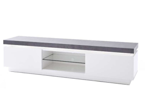 MCA Furniture Lowboard Atlanta matt weiß lackiert mit Beton Dekor inkl. LED Beleuchtung 48671WB1