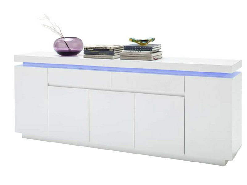 MCA Furniture TV Sideboard Ocean Hochglanz weiß lackiert inkl. LED Farbwechsel Beleuchtung 48985WW8